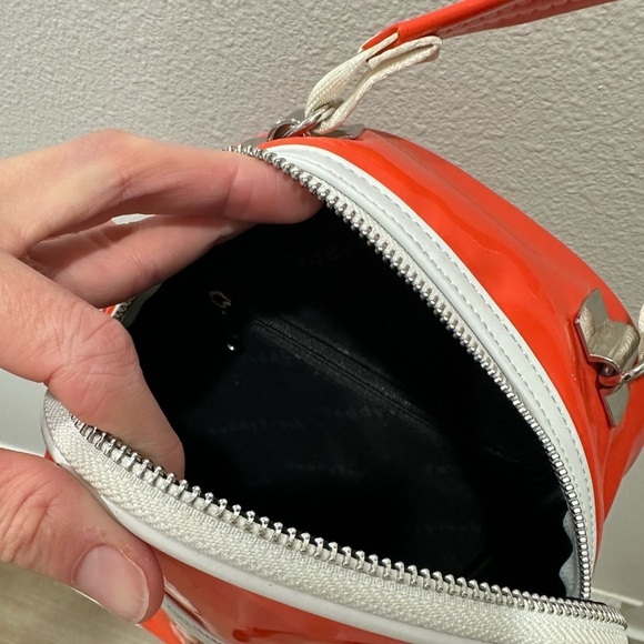 Teddy Fresh Glossy Orange and White mini Backpack patent pvc unique imaginative main image 6